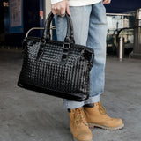 Men's Bag Leather Large Briefcase Hand Woven Luxury Handbags Business Tote Bags For Men High Quality Laptop Handbags