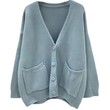 Korean Preppy Style Solid Color Sweater Women's Coat Spring And Autumn New Loose Knitted Cardigan