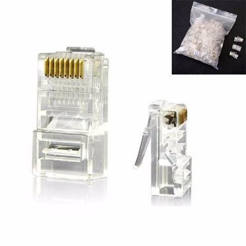 Crystal head connector in a box of 100 unshielded network cable connector router