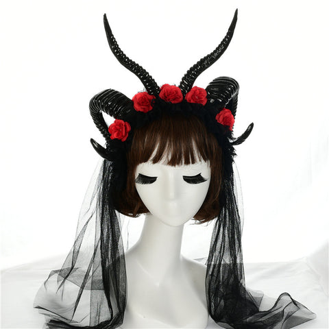 Simulation Horn Lace Dark Witch Horn Witch Cos Horn Headband