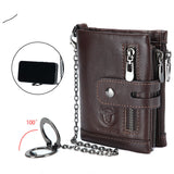 Leather Mobile Phone Holder Wallet Multi-function Anti-theft Chain