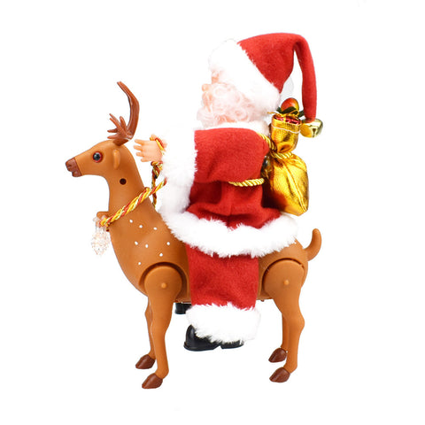 Riding Santa Claus Deer Electric Toy Doll with Music for Kids Kids Christmas Gifts Christmas Ornament Noel Home Decoration