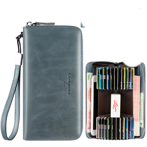 Clutch Bag Bank Card Holder Leather Anti-degaussing Anti-theft Brush