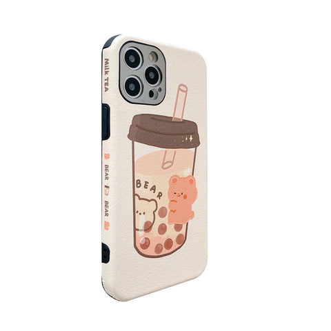 Compatible with Apple, Compatible with Apple , Milk Tea Bear For Iphone12Pro Max iphone 11 Mobile Phone Case