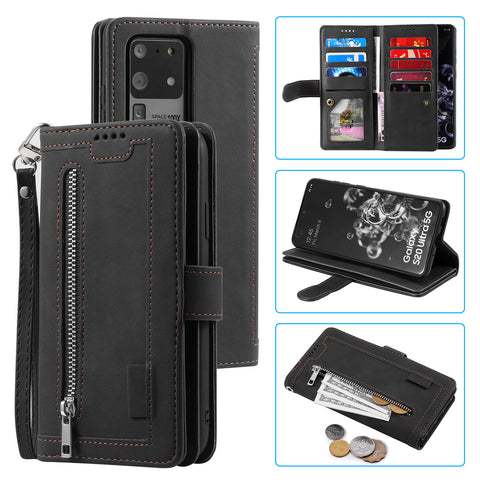 Mobile Phone Zipper Nine Card Leather Case