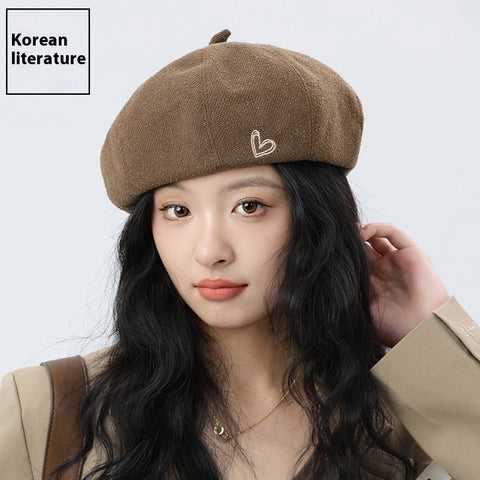 Love Beret Solid Color Big Head Suitable For Artistic Painter Hat