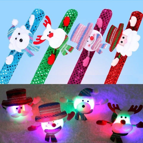 Band Glowing LED Slap Wristband Light Up Bracelet For Christmas Xmas Party Event Festival Decor School Children Kids Gift Supply