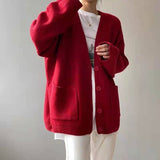 Korean Preppy Style Solid Color Sweater Women's Coat Spring And Autumn New Loose Knitted Cardigan