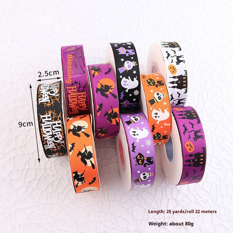 Creative Printed Casual Halloween Ribbed Ribbon