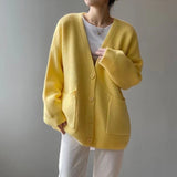 Korean Preppy Style Solid Color Sweater Women's Coat Spring And Autumn New Loose Knitted Cardigan