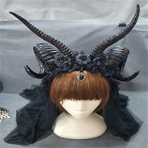 Simulation Horn Lace Dark Witch Horn Witch Cos Horn Headband