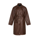 Leather Mid-length Trench Coat Men And Women