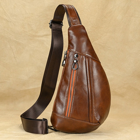 Men's Fashion Chest Bag Genuine Leather Shoulder