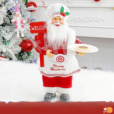 In Stock Direct Supply Standing Chef Santa Claus Christmas Party Scene Decoration Ornaments