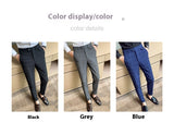 Korean Style British Classic Checkered Elegant Slim Fit Men's Best Man Pencil Pants Suit Pants