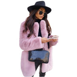 Temperament Long Sleeve Lapel Faux Fur Coat Solid Color Coat Women Fur Fur Women's Clothing