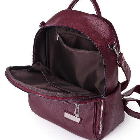 Women's Fashionable High-capacity PU Backpack