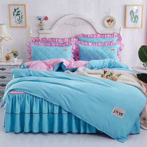 A Full Set Of Quilted Fallwinter Bed Skirt Bedspread Bed Sheet Princess Bedspread Plus Quilt Cover