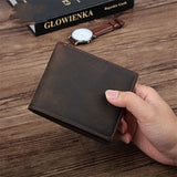 Vintage Men's Wallet Top Layer Crazy Horse Skin Multifunction