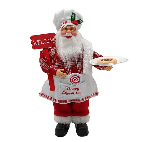 In Stock Direct Supply Standing Chef Santa Claus Christmas Party Scene Decoration Ornaments