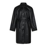 Leather Mid-length Trench Coat Men And Women