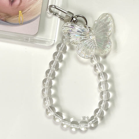 Crystal Butterfly Keychain Slide Cover Transparent Acrylic Card Holder