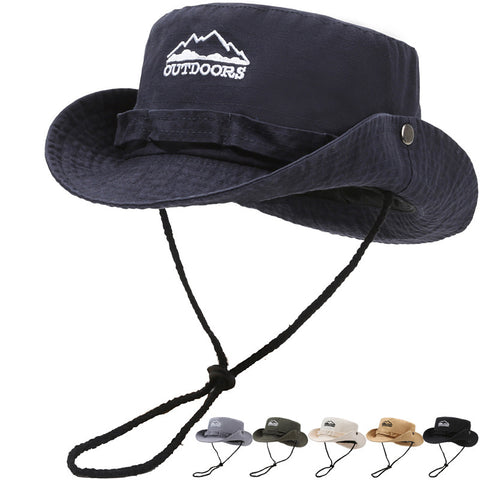 Summer Outdoor Mountaineering Slub Cotton Sun-proof Bucket Hat