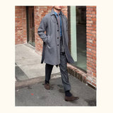 Men's Herringbone Wool Slim Fit Mid Length Coat