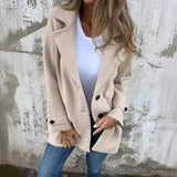 Women's Coat With Loose Lapels Pockets