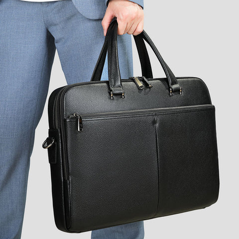 Men's Handbag Horizontal Briefcase Large Capacity First Layer Cowhide 17-inch Computer Bag