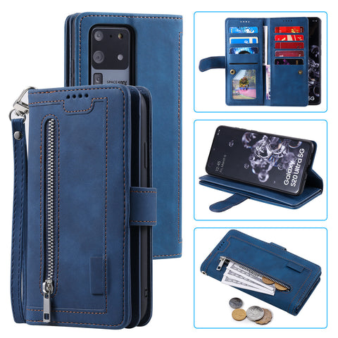 Mobile Phone Zipper Nine Card Leather Case