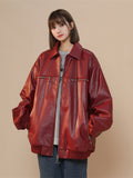 Turn-down Collar Coat Women's Leather Jacket