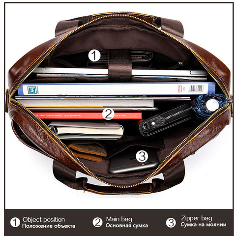 Leather Retro Casual Briefcase Light Business