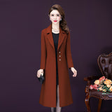 Overknee Mid-length Temperament Coat Female Slim Fit Woolen