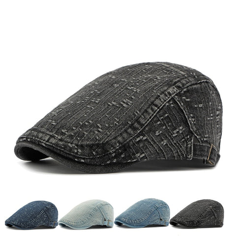 Korean Style Fashion Wash Denim Hat Lady Literature Retro Beret Cotton