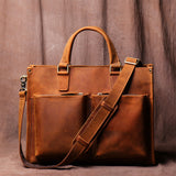 Vintage Cowhide Men's Handbag Business Briefcase