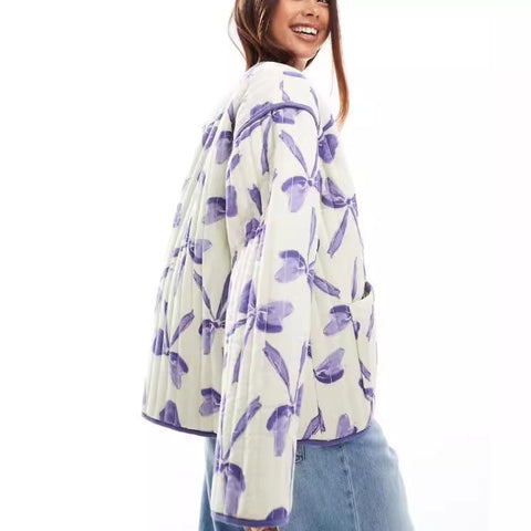 Women's Medium Purple Flower Coat