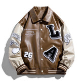 Men's Lapel PU Leather Jacket