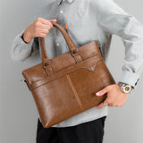 Men's Business Horizontal Leather Briefcase Handbag