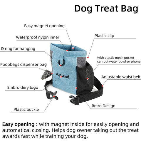 Portable Training Dog Snack Bag Canvas Waist Outdoor