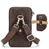 Cowhide Men's Shoulder Messenger Bag Men's Mobile Phone Belt Bag