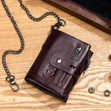 Leather Mobile Phone Holder Wallet Multi-function Anti-theft Chain