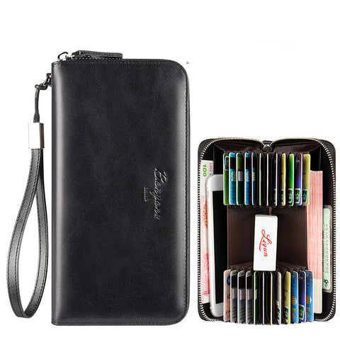 Clutch Bag Bank Card Holder Leather Anti-degaussing Anti-theft Brush