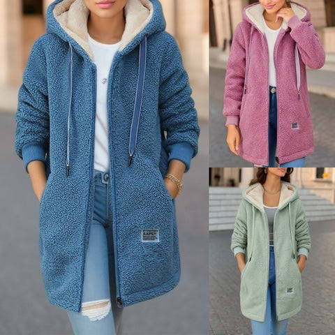 Fleece-lined Mid-length Cashmere Hoodie